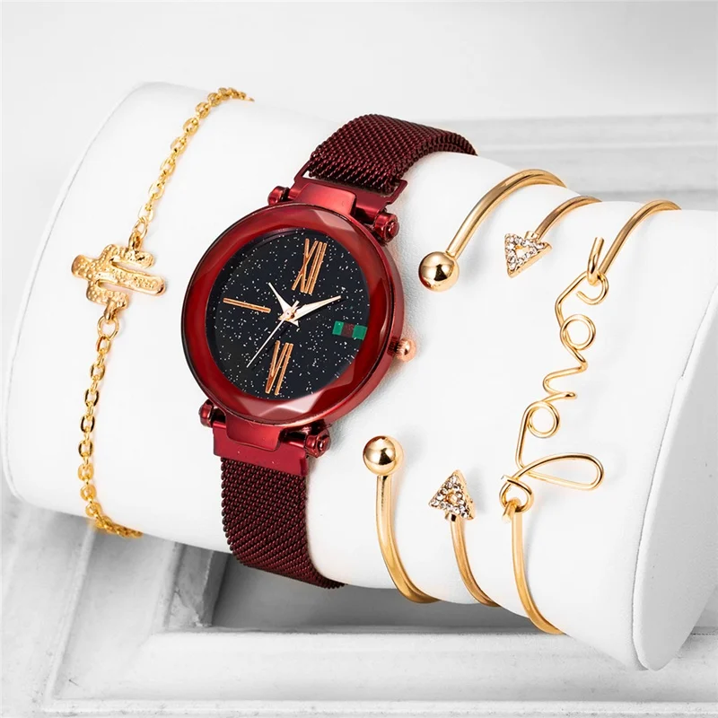 Bayan Kol Saati Montre Femme Женские часы 5 шт./компл. роскошный бренд красочные звезды Мода Молодых Девушек браслет часы Reloj