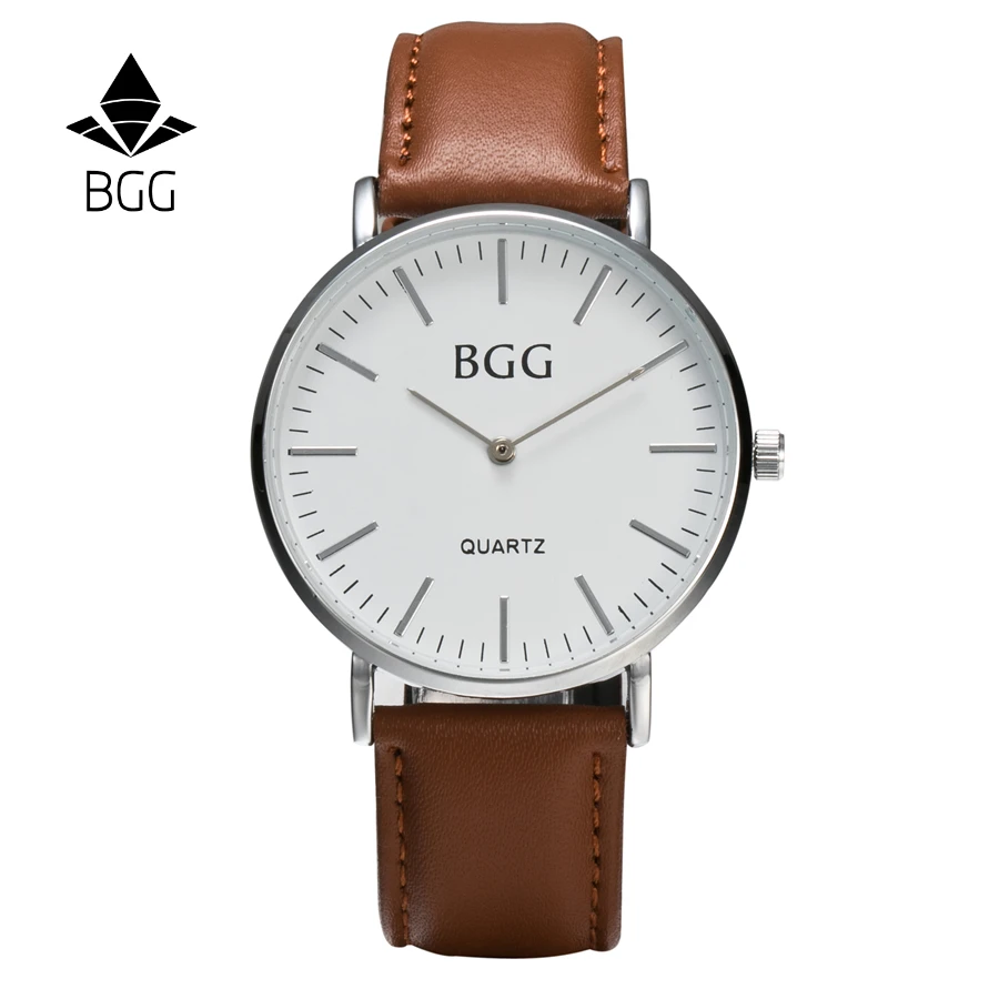 Ультра тонкие Классические повседневные кварцевые часы из натуральной кожи