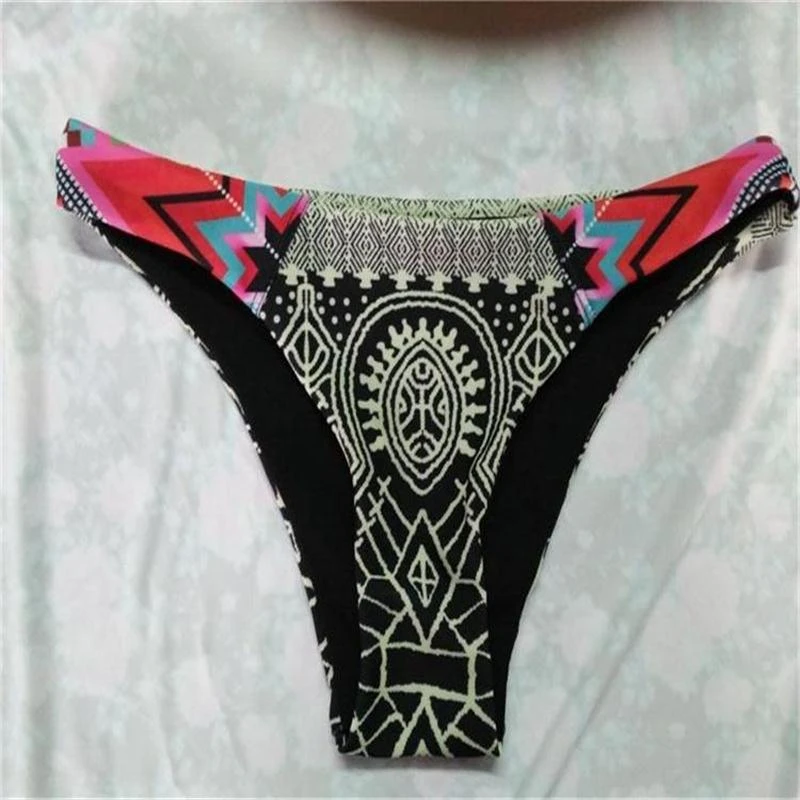 Бикини с высокой горловиной богемный купальник женский принтом винтажная