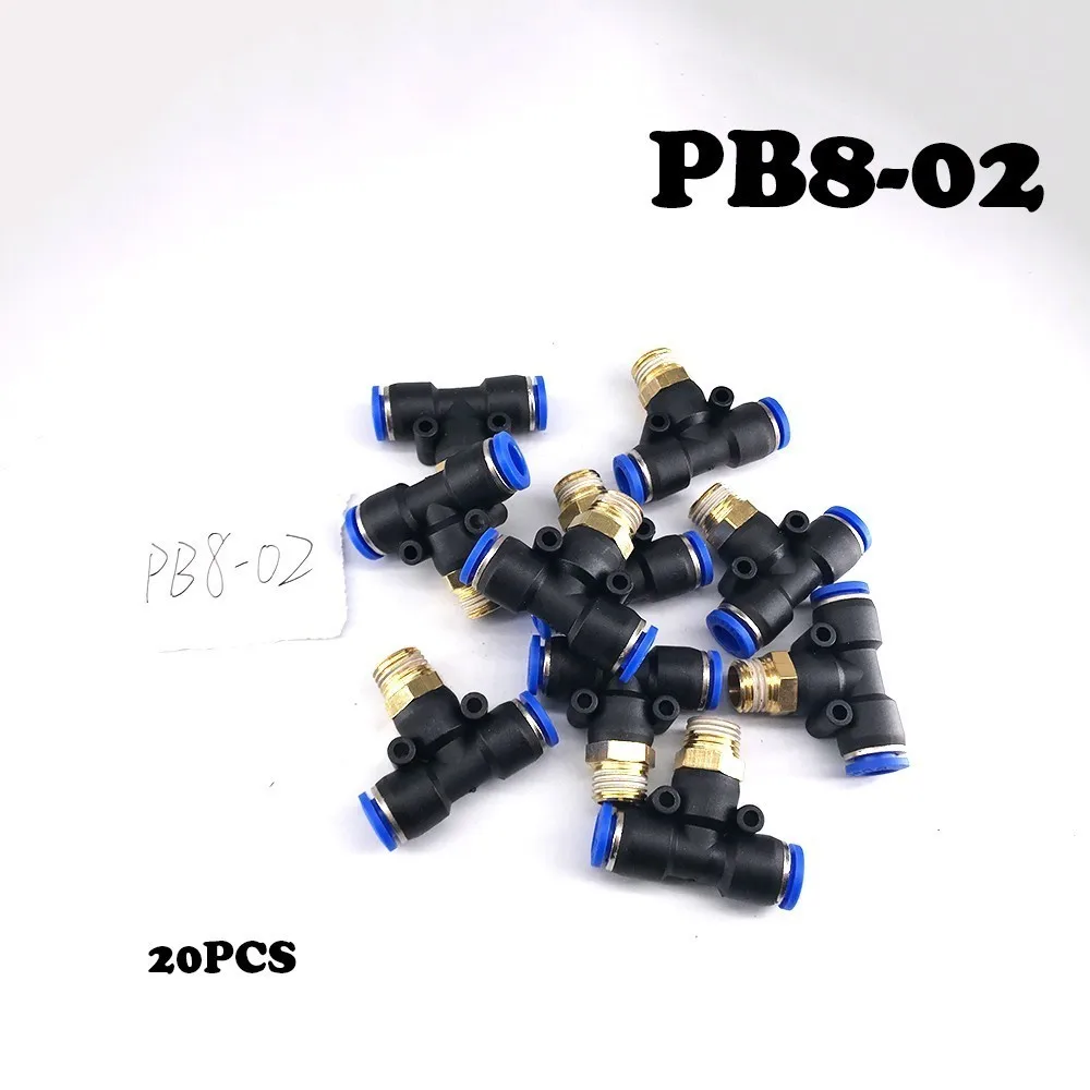 PB8 02 20 шт./Lott Тип пневматические фитинги труб 8 мм резьба 1/4 резьбы Пневматический