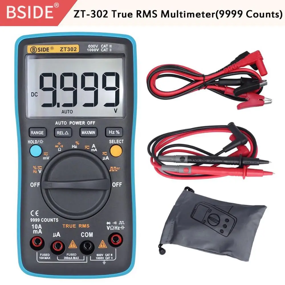 ZT302 Официальный BSIDE 9999 отсчетов туры RMS цифровой мультиметр ZT301/ZT302 Многофункциональный AC/DC Напряжение Температура Емкость Тестер - Цвет: ZT302