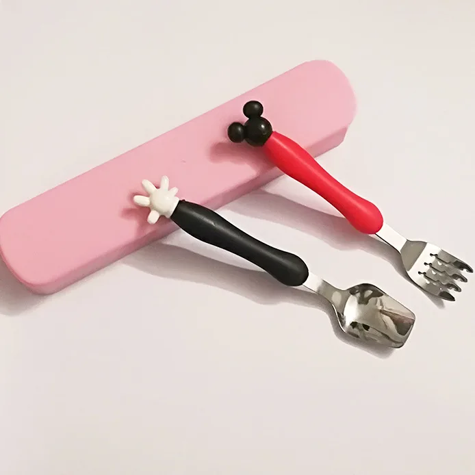 2 шт./компл. детская одежда с рисунком из мультфильма для кормления вилка ложка в