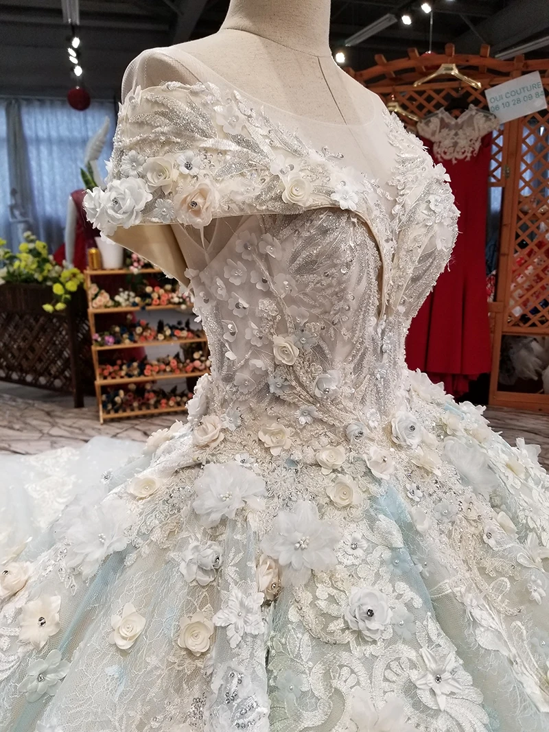 LS05000 puffy мантия шарика мантии шарика платья вечера O-шеи зашнуруйте вверх-назад заднее официально платье партии с длинним поездом дизайн