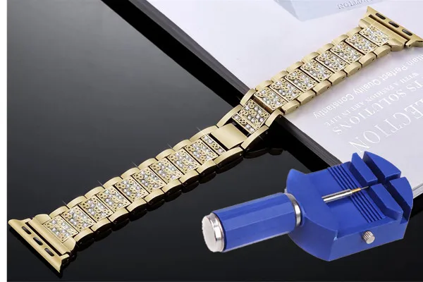 gold Алмазный ремешок для apple watch, ремешок 40 мм/44 мм, ремешок correa iwatch 42 мм/38 мм, ремешок для apple watch 5 4 3 2 1, браслет из нержавеющей стали - Цвет ремешка: gold