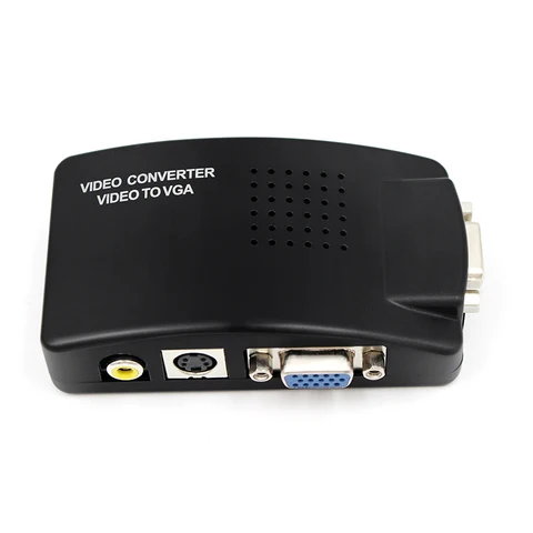 Композитный конвертер RCA AV S-Video в VGA, приставка CC TV DVR, ПК, ноутбук в ТВ-проектор, VGA вход в VGA выход, видеоадаптер