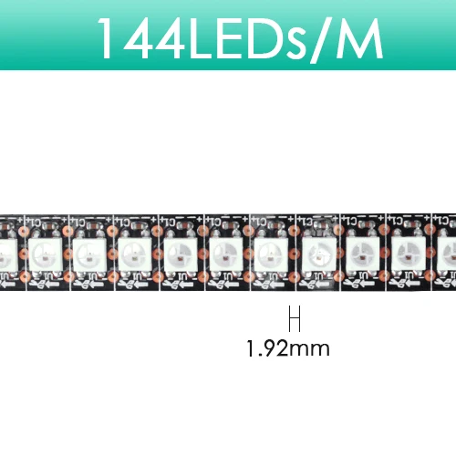144LED BLACK DC 5V WS2812B Светодиодные ленты RGB 50 см, 1 м, 2 м, 3M 4M 5M умный прибор приемно-пикселей чёрно-белые печатные платы WS2812 IC 30/60/144 светодиодный s 17Key бар - Испускаемый цвет: 144LED BLACK
