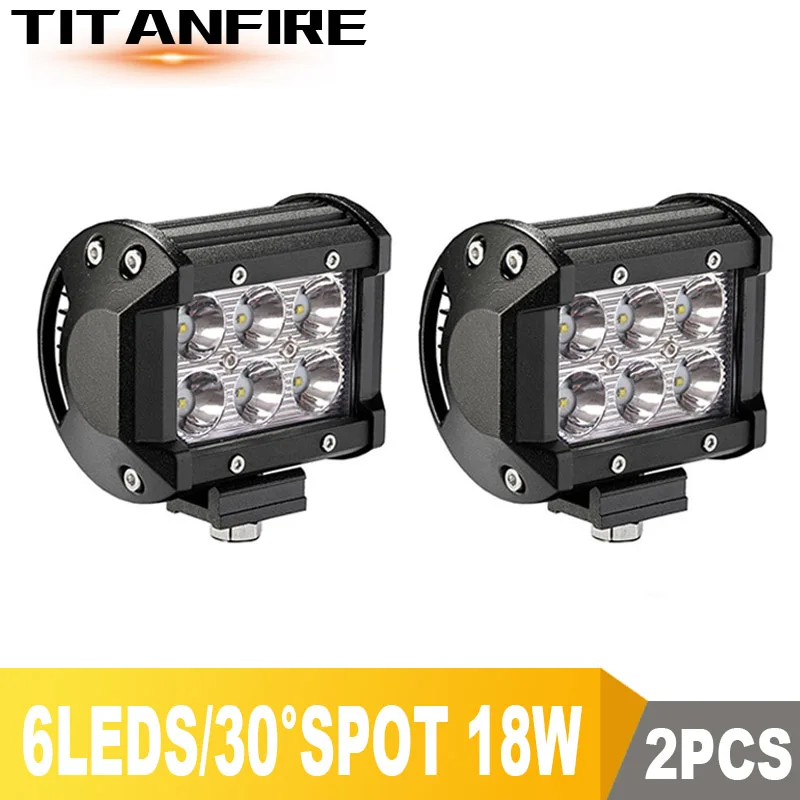 2PCS 18W 4inch SPOT DS 4 7 12 18 дюймов 18 Вт 36 Вт 72 Вт 108 ВТ внедорожный светодиодный рабочий светильник светодиодный бар для мотоцикла Трактор Лодка 4WD 4x4 грузовик внедорожник ATV 12 в 24 В - Цвет: 2PCS 18W 4inch SPOT