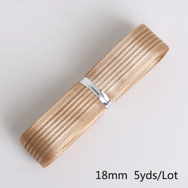 Высокое качество 18 мм ширина широкая сторона органзы ленты для DIY Свадебная вечеринка украшения ремесла подарочная упаковка ремень(5 ярдов/партия - Цвет: Beige