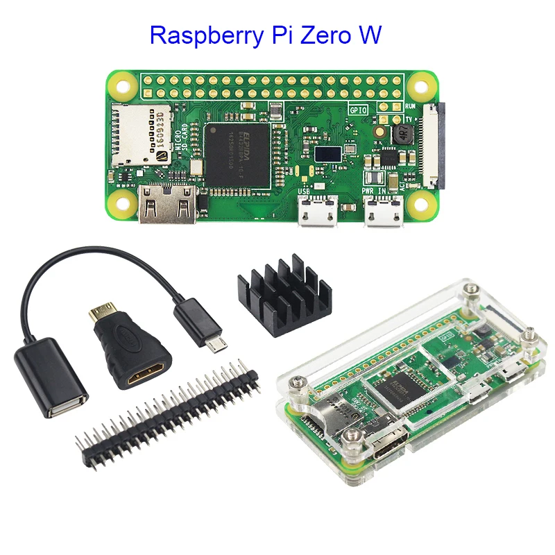 Raspberry Pi Zero 1.3 or W Starter Kit+Acrylic Case+GPIO Header+16G SD Card+Power Adapter+HDMI Cable | Компьютеры и офис