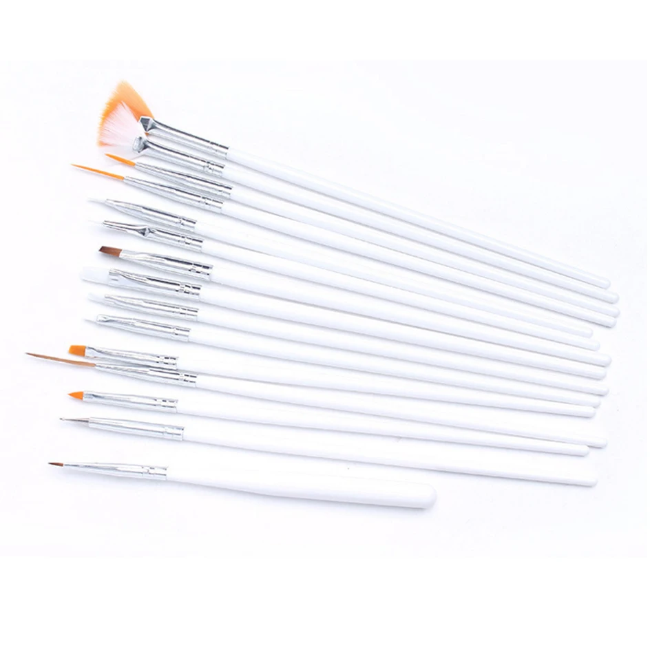 20pcs/kit UV Gel 5pcs Point Drill Painting Pen Dotting 15pcs Nail Art Brushes Set For Salon Manicure DIY Tools With Bag | Красота и