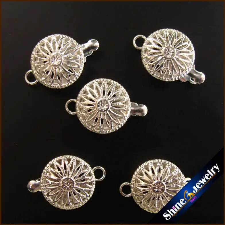 

New 12mm Metal Copper Jewelry Beads Findings Filigree Flower Clasps Hook Silver Plated Claw Clasp Diy Accessories Free Shipping