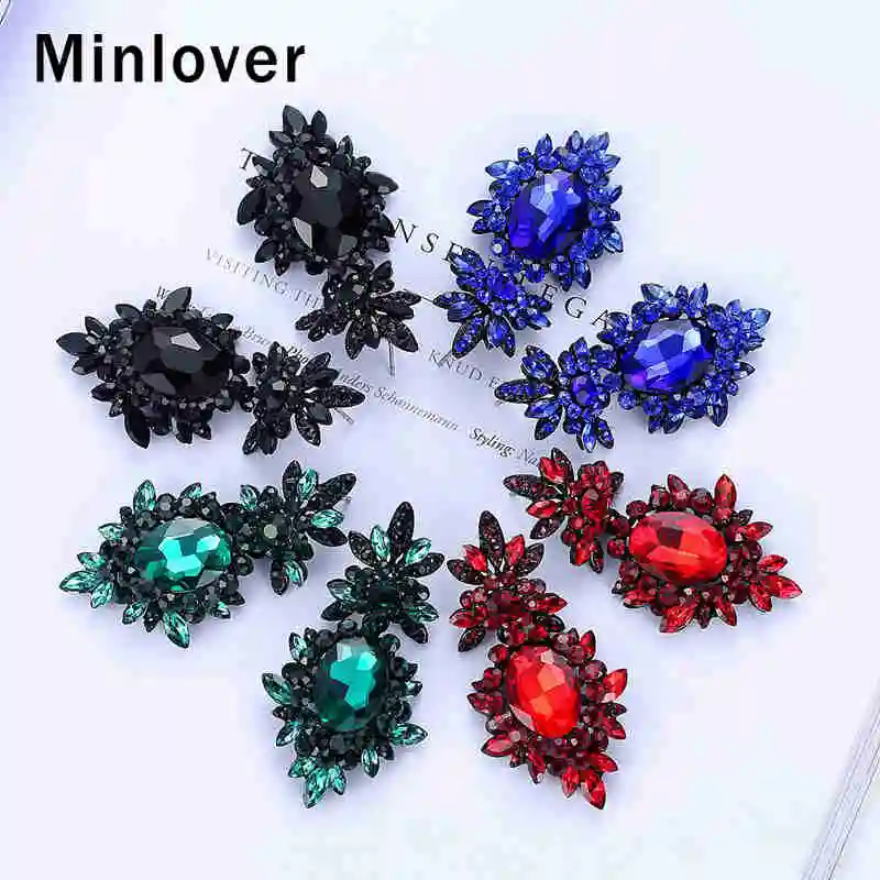 Minlover серебряный цвет кристалл цветок свадебные серьги для женщин роскошные
