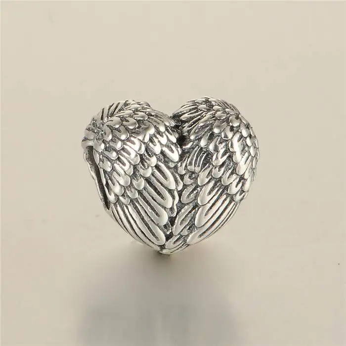 Женский браслет из серебра 925 пробы с подвеской в виде сердца|charms 2017|feather charmheart charm