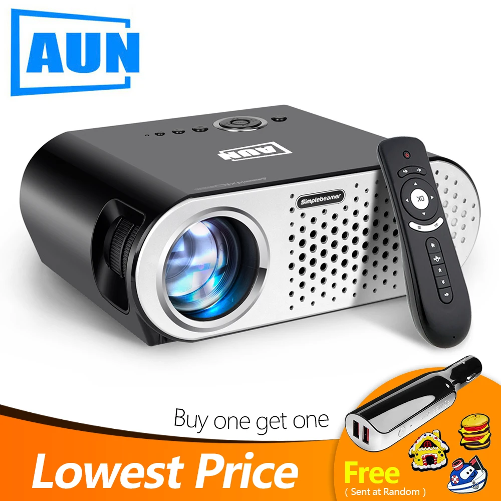 AUN проектор 3200 люмен T90 1280*768 (опционально Android с 2 4G Air Mouse Bluetooth WIFI поддержка AC3) LED TV|aun