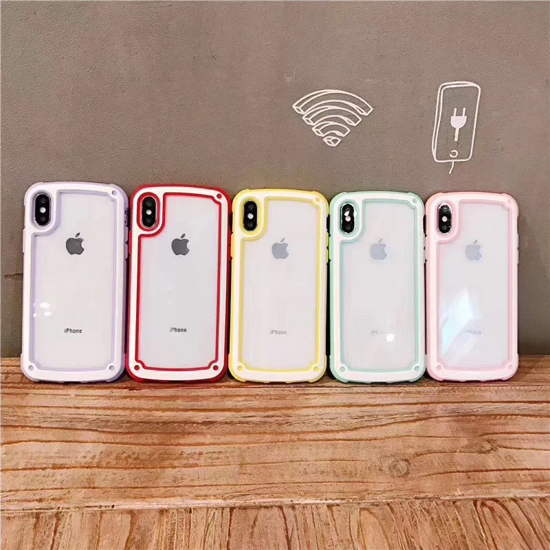 Защитный бампер для телефона с рамкой ярких цветов iPhone 6 7 8 Plus X XS XR XSMax задняя