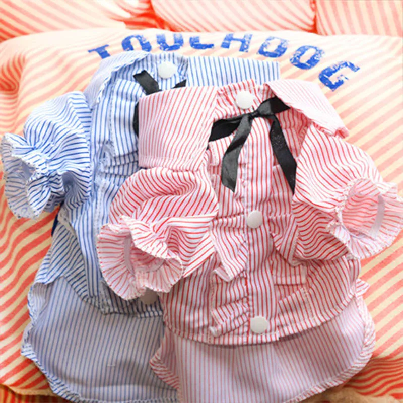 Летняя рубашка для животных собак Футболка Костюмы одежда бабочка кошек