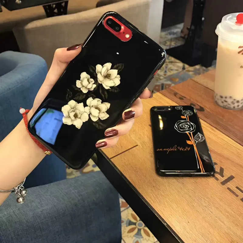 Творческий Фарфор простые линии Роуз Золотой цветок 6s Сотовый Защитный чехол