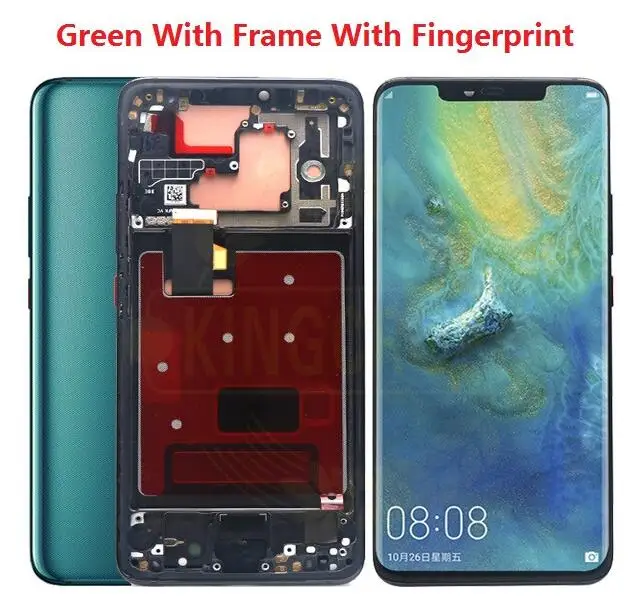 Green frame finger Huawei mate 20 Pro ЖК-дисплей с рамкой кодирующий преобразователь сенсорного экрана в сборе ремонт mate 20Pro huawei mate 20 lcd mate 20 Pro экран - Цвет: Green frame finger