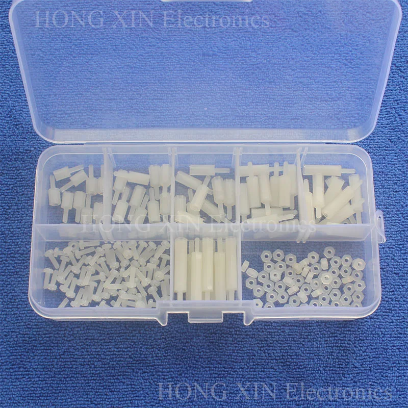 180 шт. M2 Белая нейлоновая Шестигранная с резьбой разделители PCB винты гайки набор