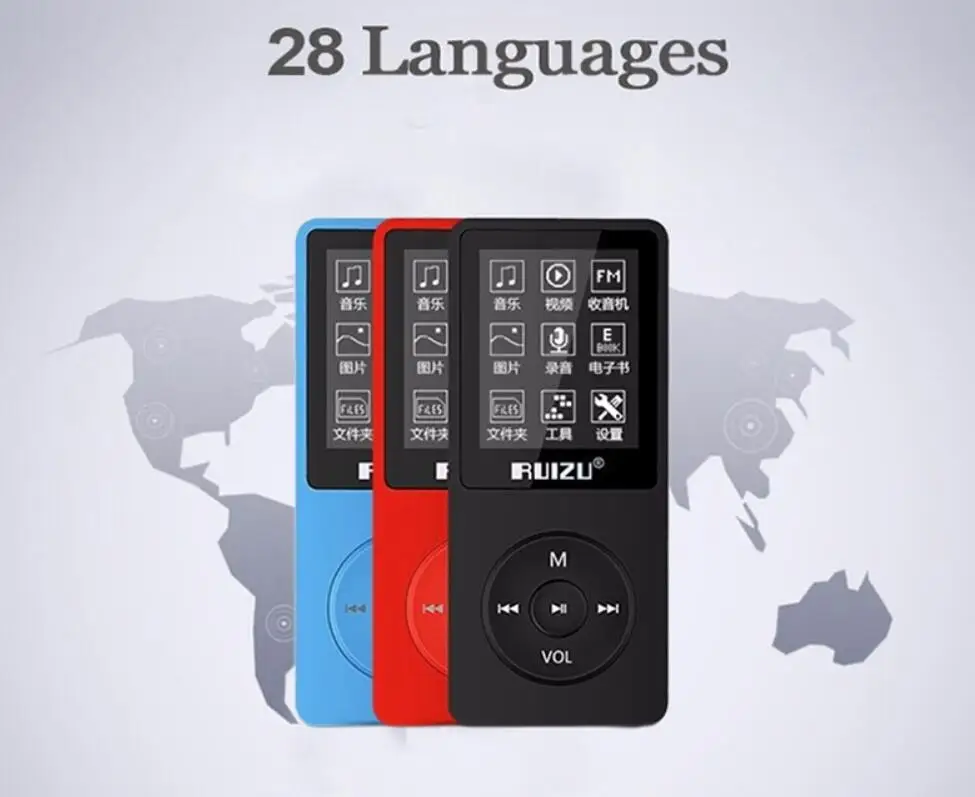 Оригинальный MP3 плеер RUIZU X02 с 1 8 дюймовым экраном может играть 80 часов FM