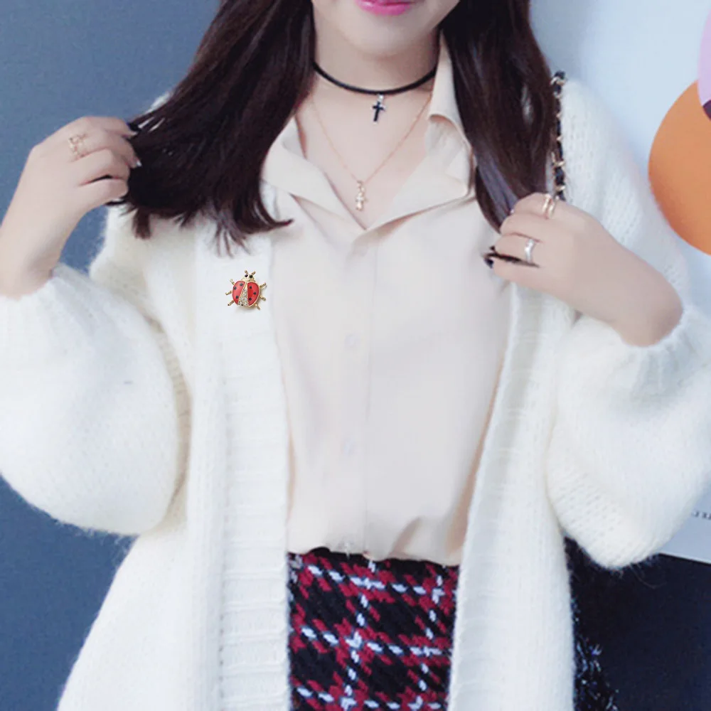 DORMON/Модные клипсы для броши в виде божьей коровки заколки с кристаллами милые