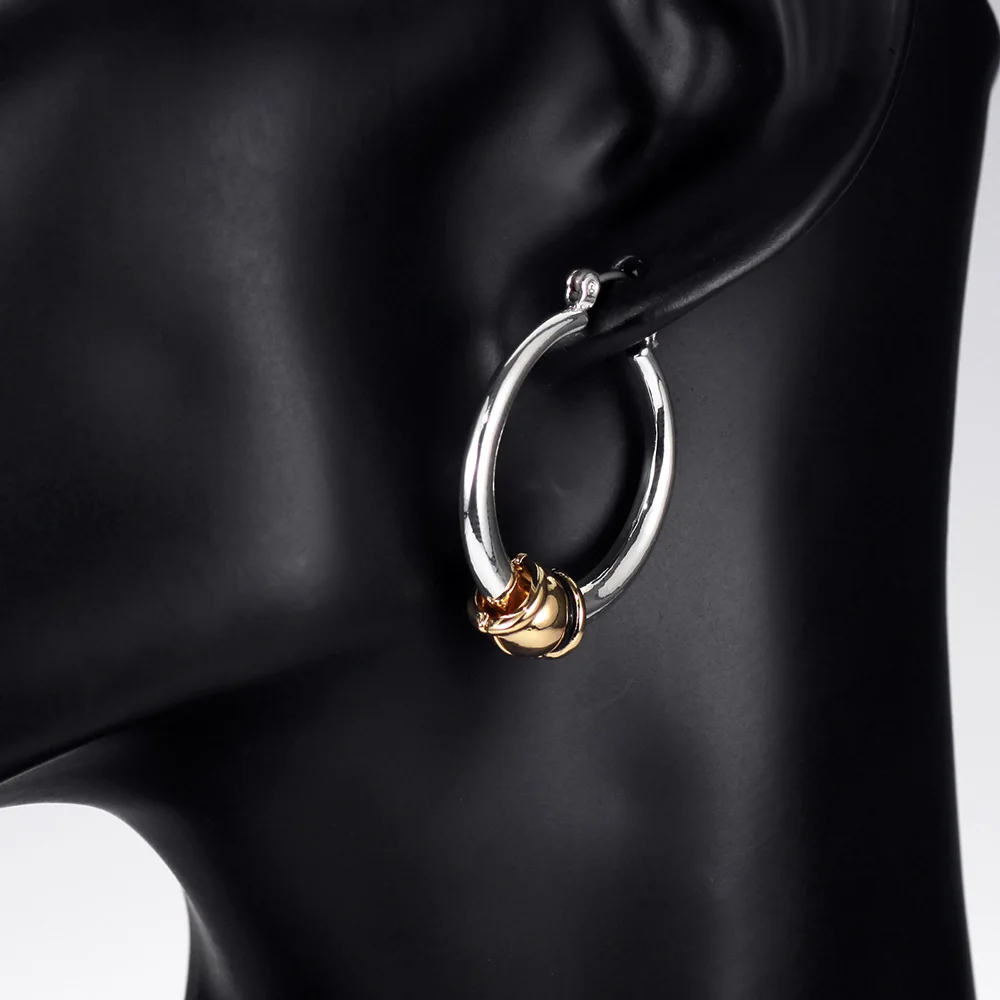 Модные серьги кольца Neoglory для женщин очаровательные двухцветные ювелирные