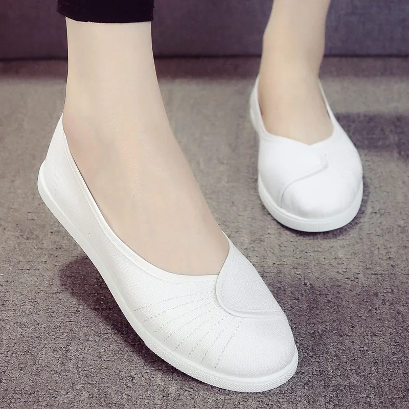 Новинка 2017 года Модные женские парусиновые туфли Белые для медсестры Рабочая