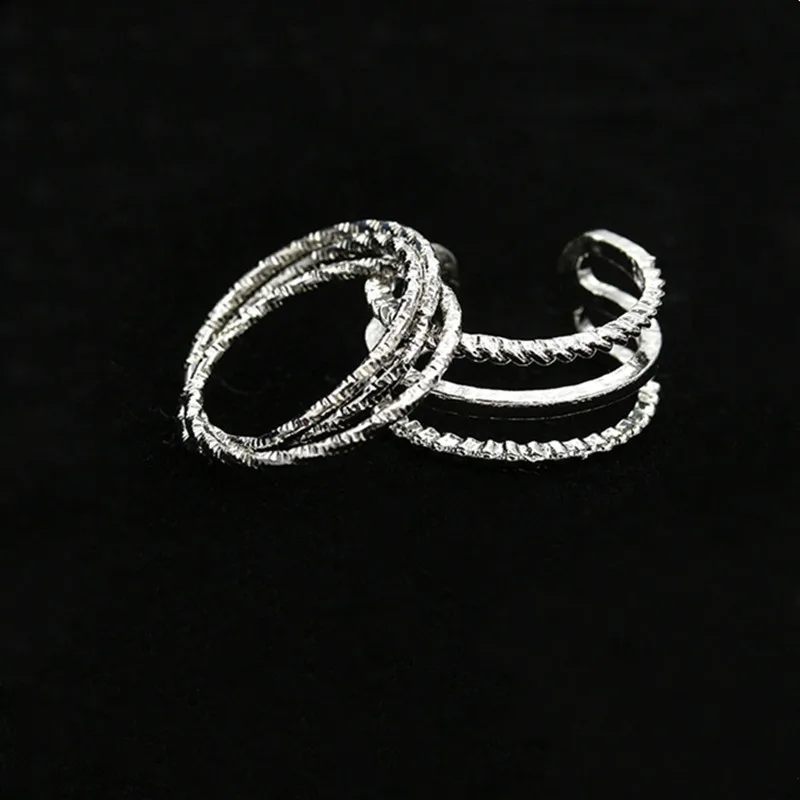 Женское кольцо в форме буквы U с геометрическим узором многослойное ажурное из