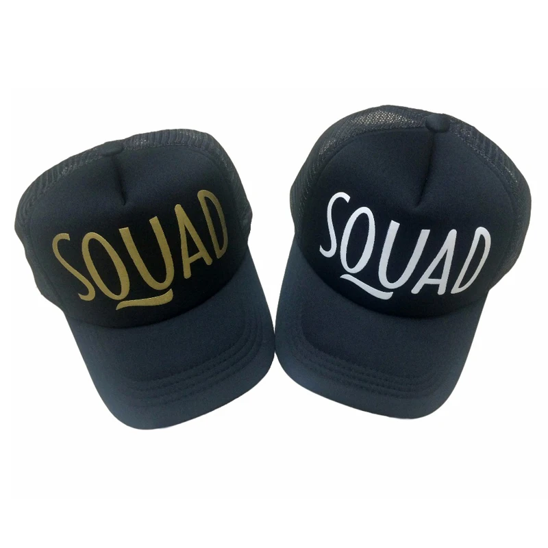 Новый SQUAD бейсболка s унисекс выйти замуж squad Золотой белая печать сетки модные