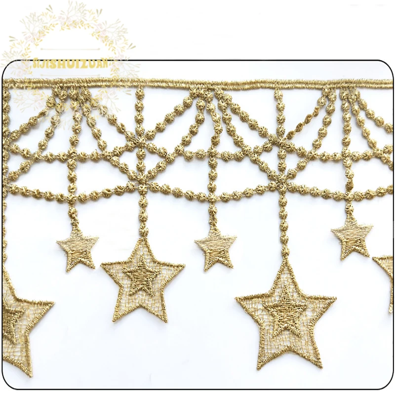 14.5CM WIDE water-soluble gold COLOR lace embroidery DIY wedding dress skirt headgear garment accessories 1yard=91cm JB55 | Дом и сад