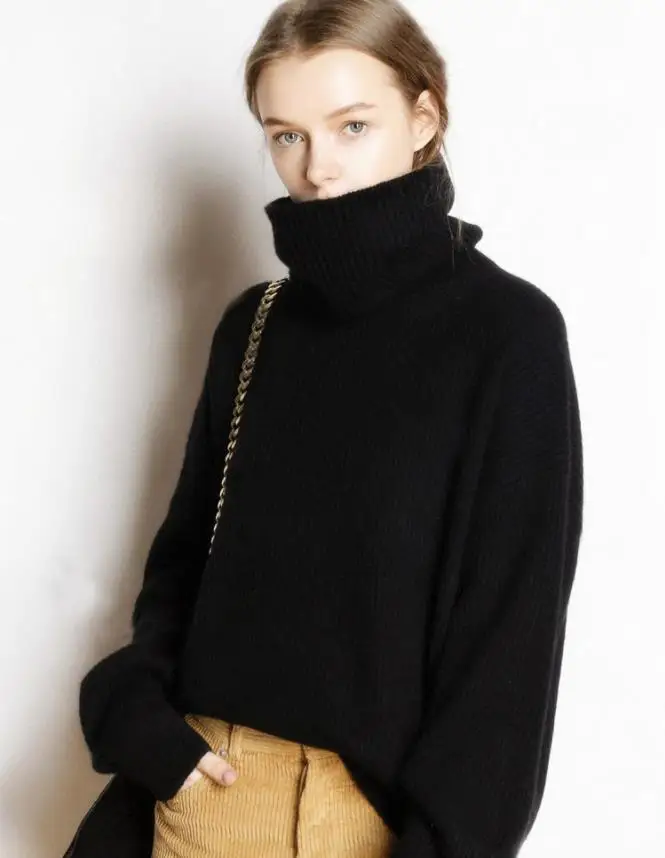 Осенний и зимний толстый пуловер с высоким воротником женский свободный