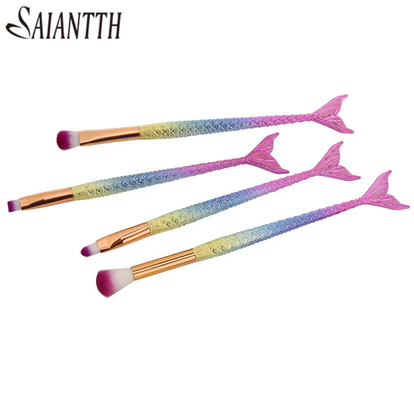 SAIANTTH 4 шт./компл. кисти для макияжа с русалочкой глаз Набор теней век подводка