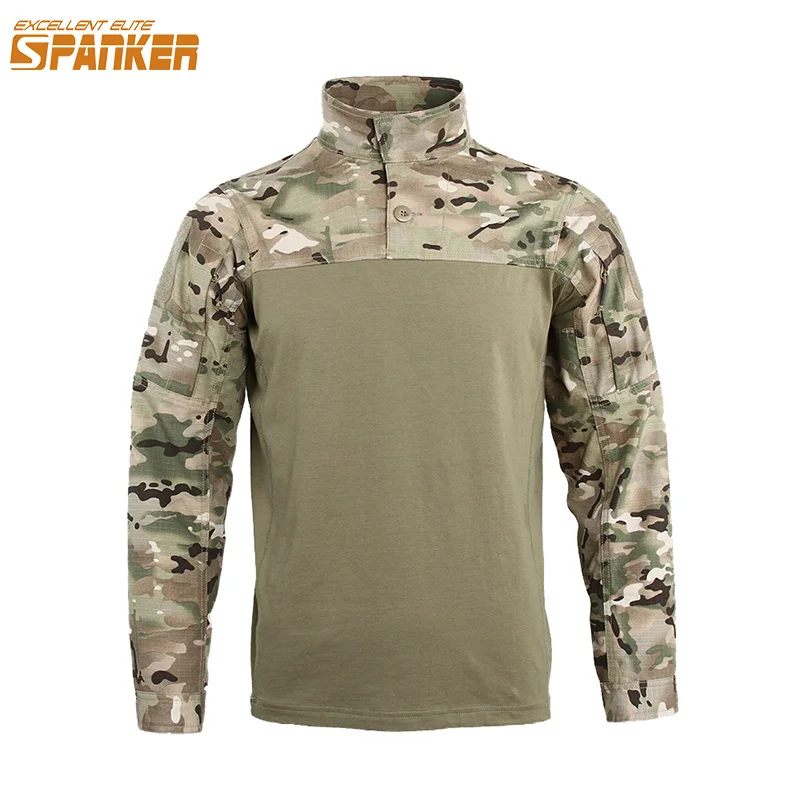 

EXCELLENT ELITE SPANKER Military Camo Men's T-shirts Outdoor Army Tactical Long Sleeve T-Shirt Hunting Combat Assault T Shirts