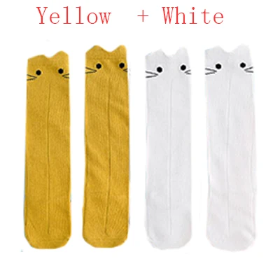 Yellow white Милые забавные носки для малышей Детские гольфы до колена с рисунком кролика для детей 0-3 лет, Meias, Calcetines, лыжные носки для мальчиков, носки для девочек - Цвет: Yellow white