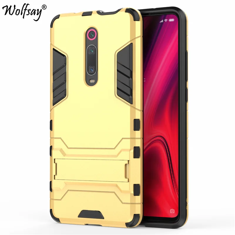 Gold Cover Xiaomi Mi 9T Case 6.39" Shockproof Hybrid Stand Silicone Armor Back Case For Xiaomi Mi 9T Cover Case on Xiaomi Mi9T Mi 9 T - Цвет: Gold