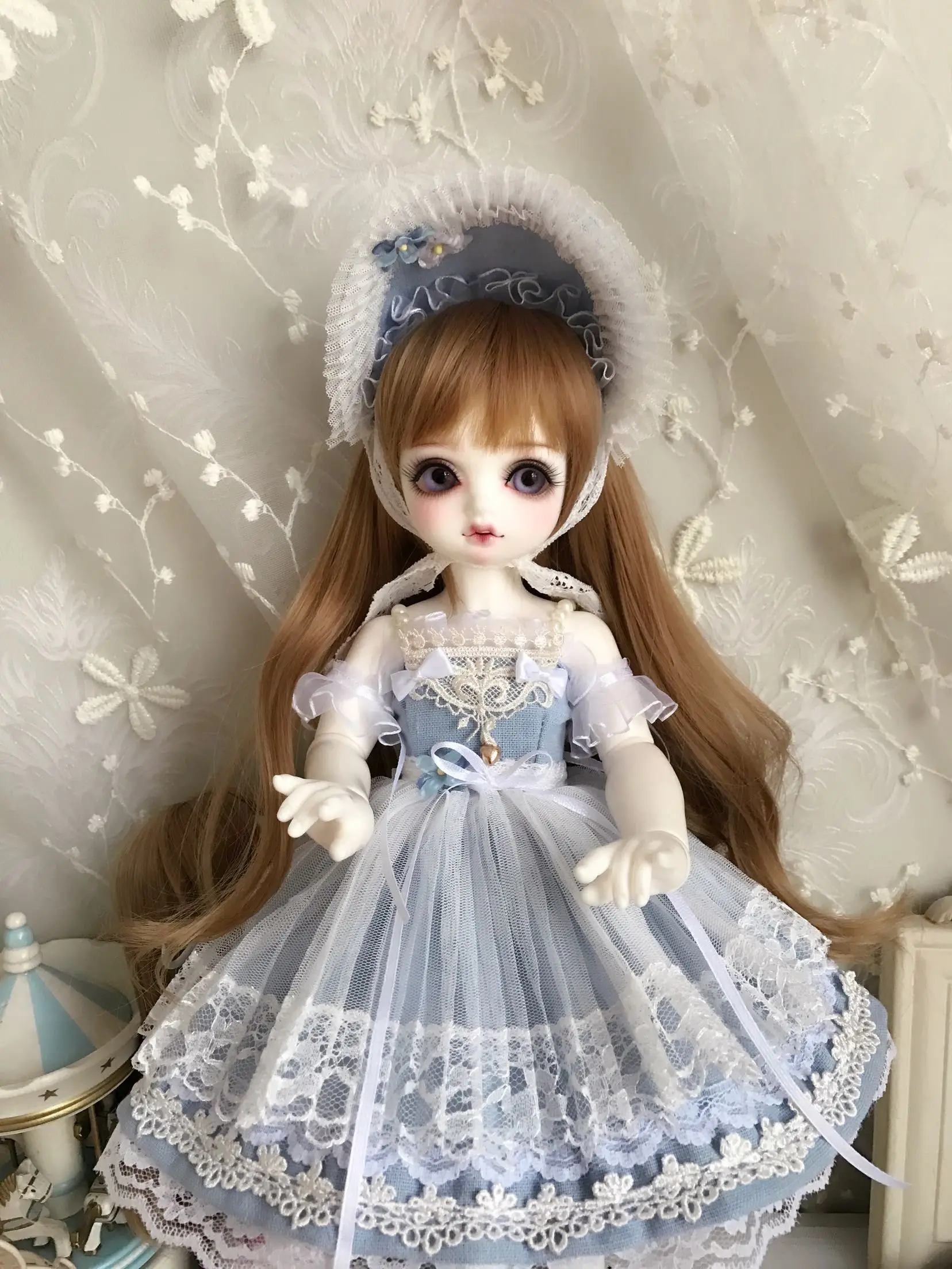 Одежда для кукол 1/6 1/4 платье для куклы платье костюм для 1/6 1/4 BJD аксессуары для кукол sd 3 цвета платье+ BB шляпа+ вуаль кружевная юбка