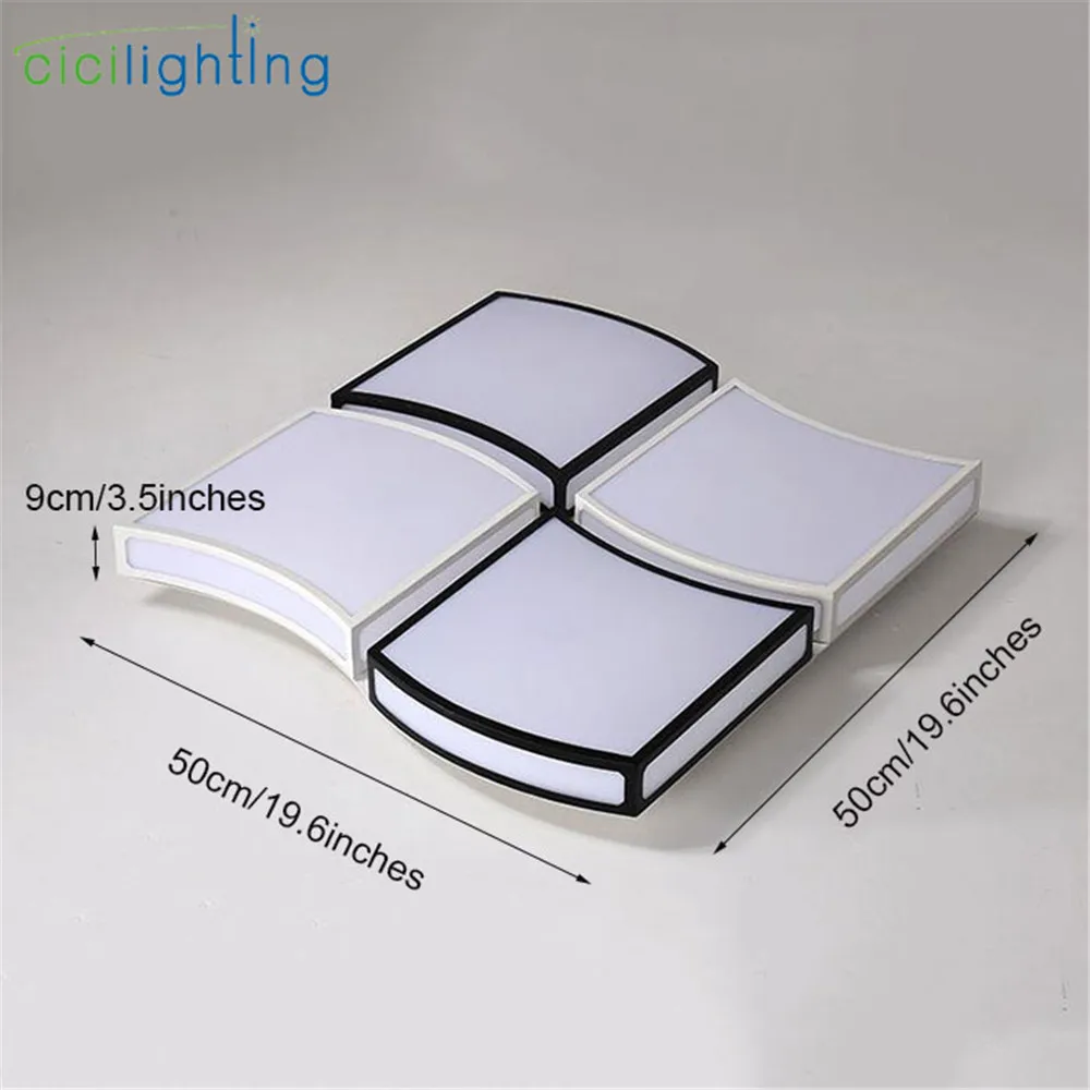 Modern ceiling lights for bedroom dining room 48W 64W black and white window decor led lamp art wave home lighting | Лампы и освещение