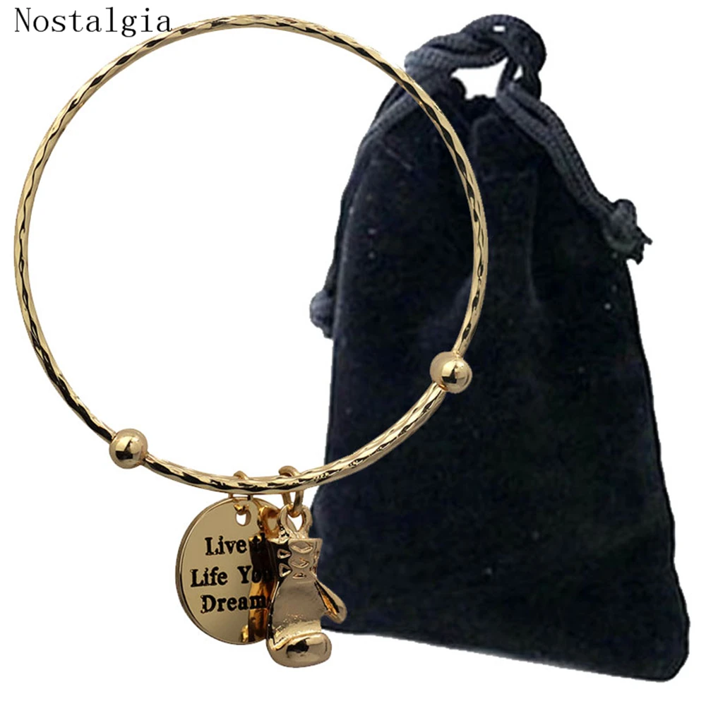 Буква браслет с шармом Золотая ручная штампованная Начальная гимнастическая