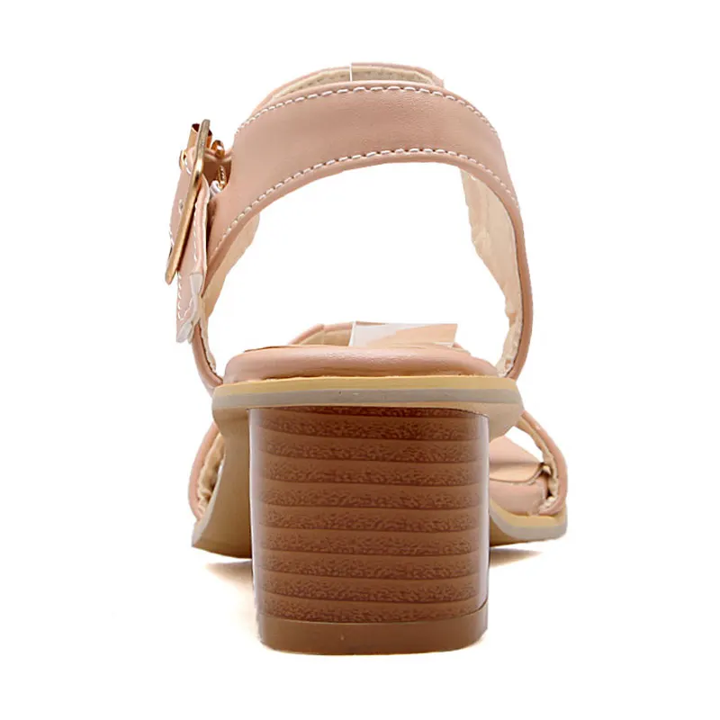 Fanyuan/2017 г. летние женские сандалии на толстом каблуке туфли с пряжкой ремешке