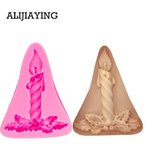 Форма в форме свечи и листьев M1376, силиконовая форма для торта сделай сам, форма для помадки, инструменты для украшения тортов, форма для шоколада, сахара, смолы, глины