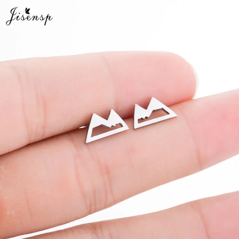 Jisensp, модные серьги из горной породы, походные, для улицы, горный диапазон, нержавеющая сталь, серьги-гвоздики, женские, для путешествий, ювелирные изделия, для альпинизма, подарок