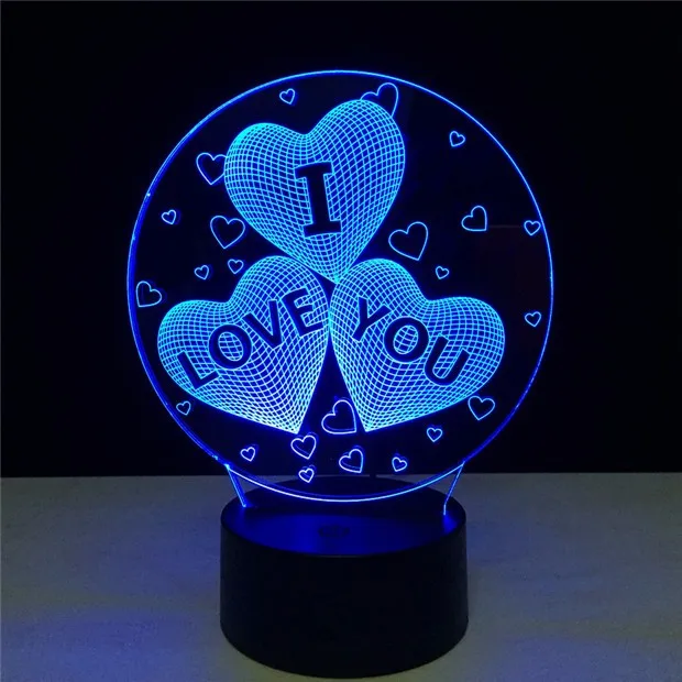 Новинка I LOVE YOU красочный 3D свет USB акриловые Фонари светодиодный ночник для украшения свадьбы 7 цветов в одной лампе