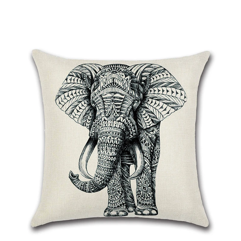 2 шт./компл. домашний льняной эскиз черный белый слон наволочка для спальни диван