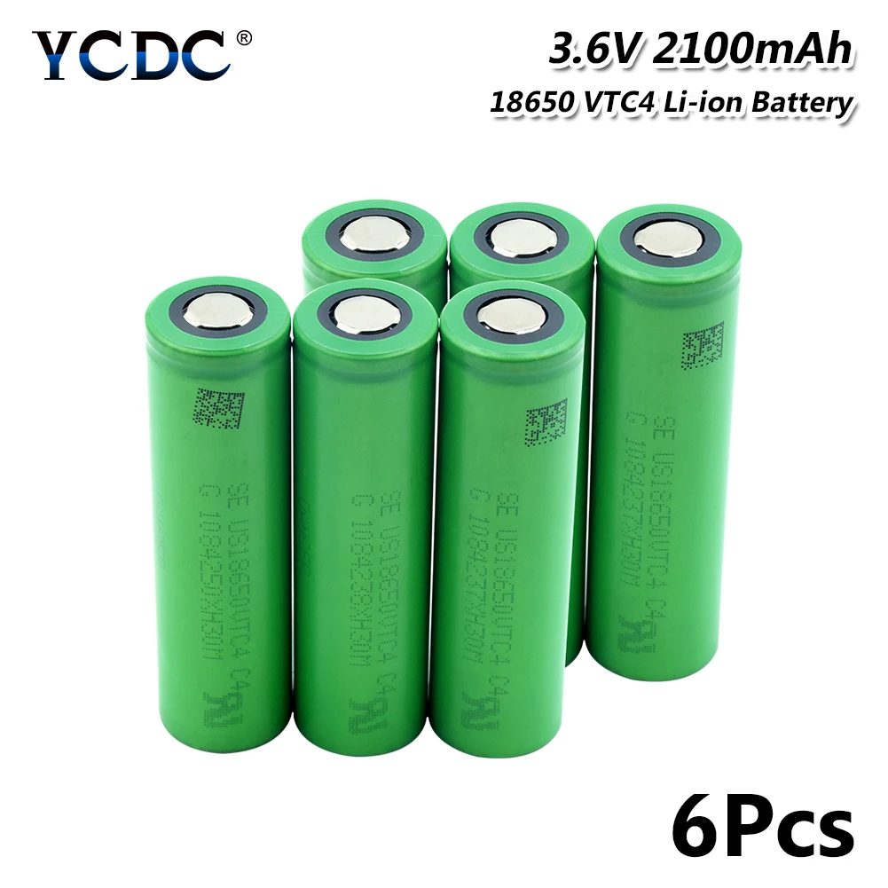 6 pcs 1/2/4/6/8/10 штук 3,6 вольт с плоской подошвой, 18650 Li-Ion перезаряжаемые литиевые батареи 2100 мАч Высокая утечка VTC4 18650 батареи - Цвет: 6 pcs