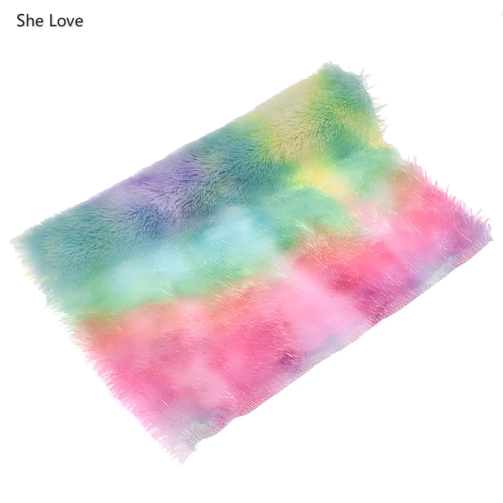 1 She Love 21X29 см градиент цвета радуги PV мех стекаются ткань для сумки луки DIY материалы украшения - Цвет: 1