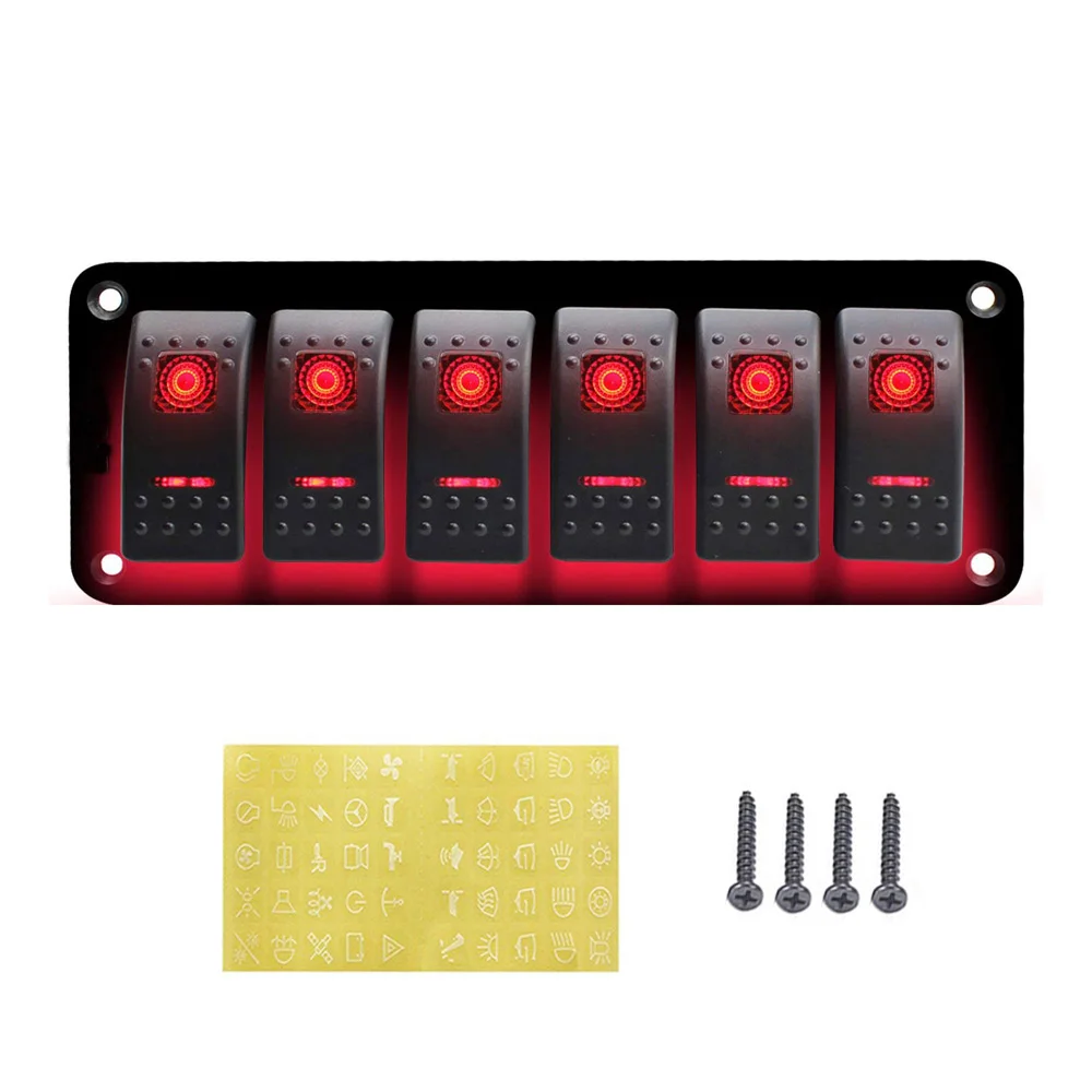 6 банды тумблер Панель 12 ~ 24 v с двойной светодиодной подсветкой морской лодка