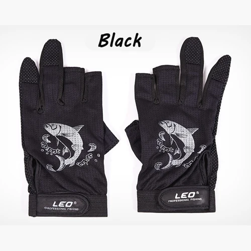 1Pair 3 Finger Cut Rubber Anti-slip Breathable Glove Non-Slip Fishing Gloves Outdoor Sport Neoprene Protection Fish Equipment - Цвет: Синий