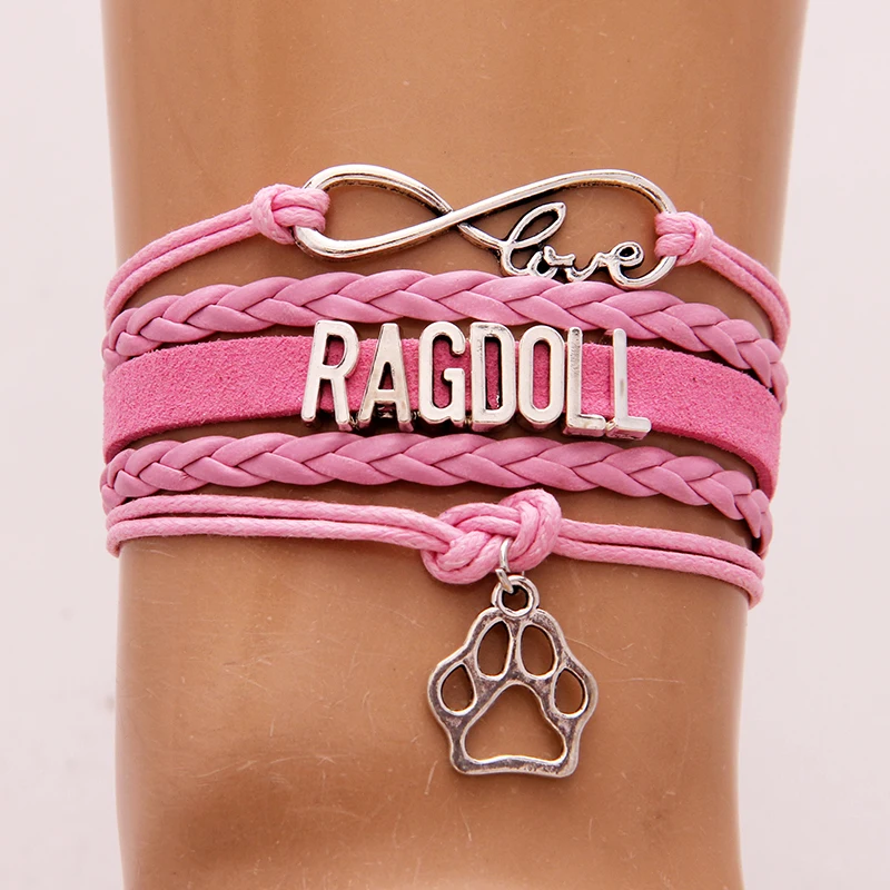 Браслет с надписью Infinity love Ragdoll и браслеты котом лапой Очаровательные кожаные