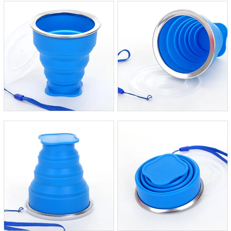 

6 Colors Silicone Folding Cup 200ml Retractable Collapsible Cup Portable Outdoor Sport Travel Coffee Cup Foldable Water Cups