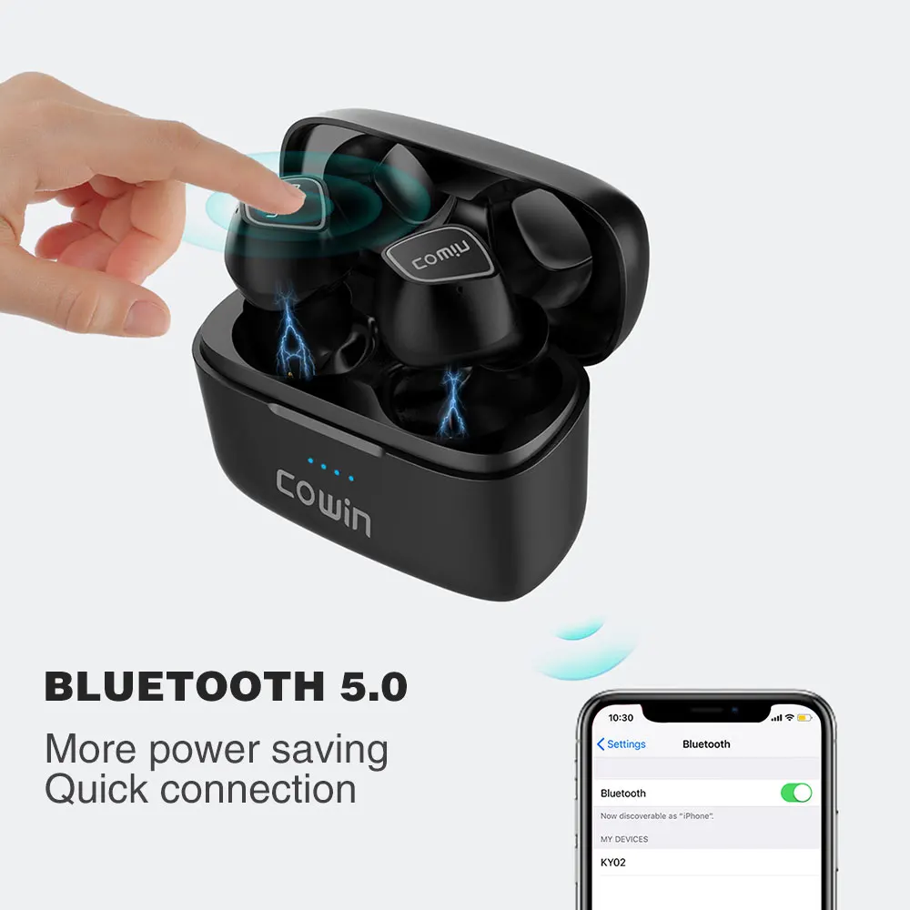 Наушники Cowin KY-02 Bluetooth 5 0 TWS настоящие беспроводные наушники Blutooth HD стереонаушники